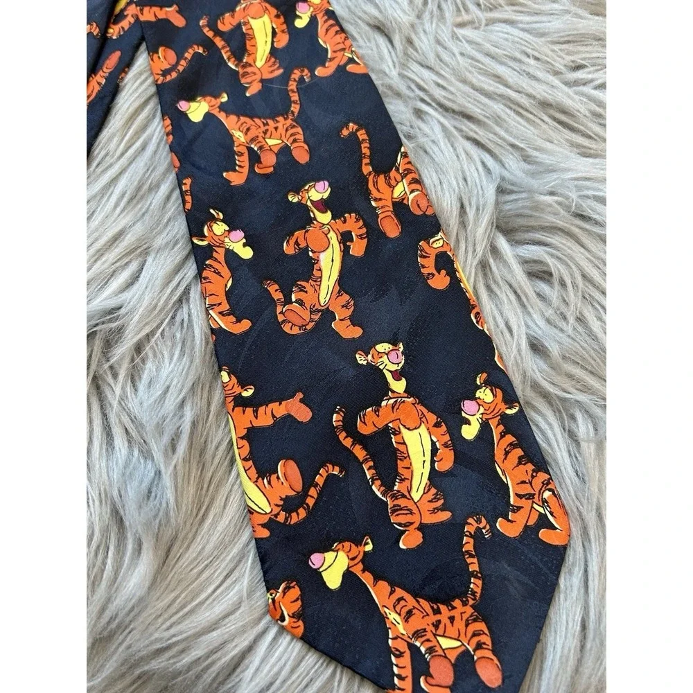 Vintage POOH‎ Disney Winnie The Pooh Tigger Patterned Navy Blue Men's Neck Tie